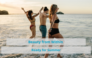 two young women and one young boy at the sea